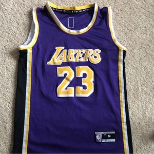 Lebron James purple Lakers jersey.